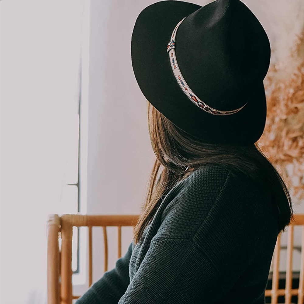 Boho Ribbon Wide Brim Floppy Hat - Picture 3 of 7